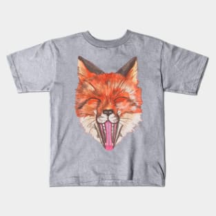 Beautiful orange watercolor fox with open mouth Kids T-Shirt